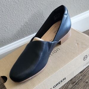 Clarks Black Loafers with Brown Soles